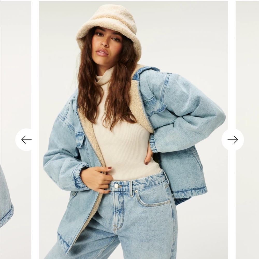 Good American SHERPA DENIM JACKET